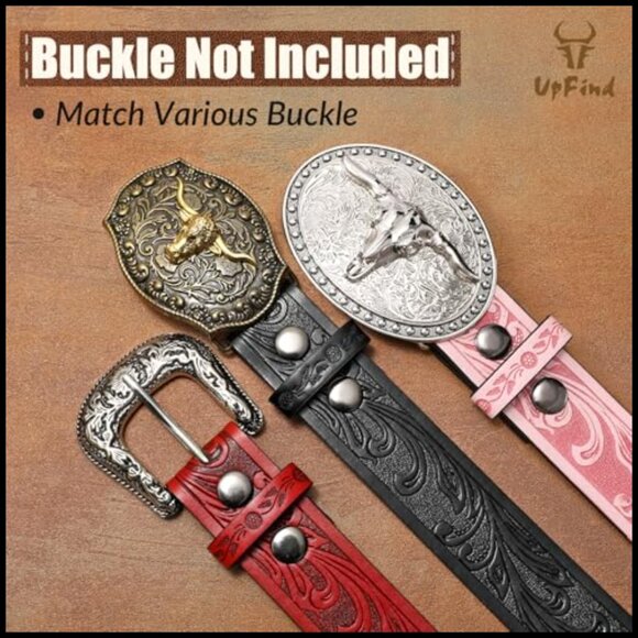 Faux Leather Western Belt Strap Without Buckle for Jeans